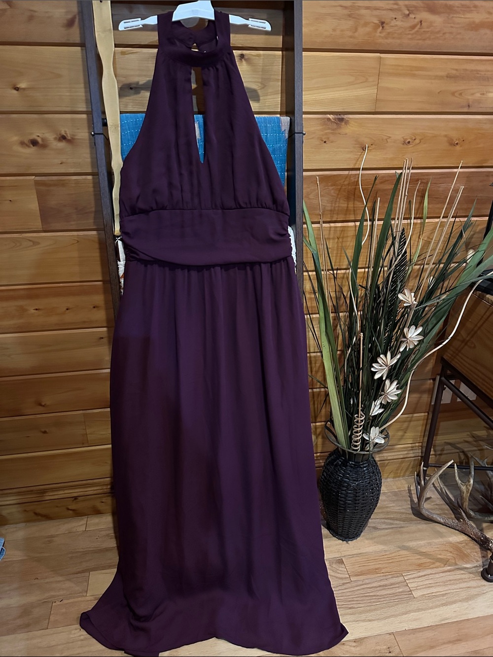 VENUS Plum Halter formal Maxi Dress
